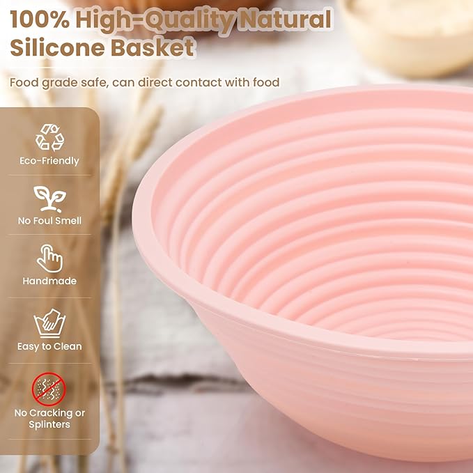 Sourdough Bread Starter Kit, Bread Proofing Basket - 9 Inch Round & 10 Inch Oval Foldable, Glass Sourdough Starter Jar Kit & Tons of Sourdough Bread Baking Supplies