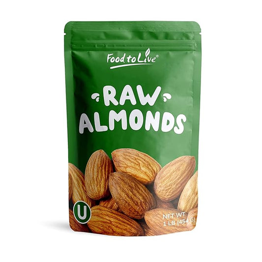 Food to Live California Almonds, 1 Pound – Supreme, Whole, Raw, Unsalted, Unroasted Nuts, Natural.