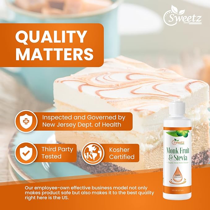 Monk Fruit & Stevia Liquid Sweetener Drops - Natural Sweeteners & Sugar Alternatives - Delicious Blend with No Bitter Aftertaste - Concentrated Sweetener Liquid Drops Extract ??16 FL OZ (3200 Servings)