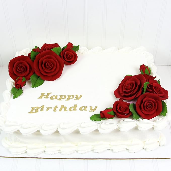 Global Sugar Art Exquisite Rose & Leaf Sugar Cake Flowers Tray Deep Red, Unwired by Chef Alan Tetreault