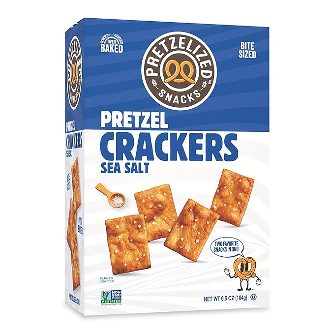 Pretzelized Pretzel Cracker 12 Pack Variety - Sea Salt, Cheddar, Honey Mustard Pretzelized Snacks Multipack, 6.5 oz Boxes, Kosher