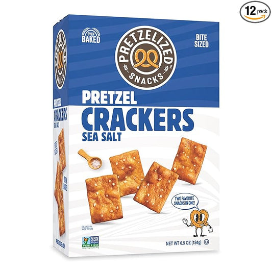 PRETZELIZED Snacks PRETZELIZED Pretzel Crackers, Sea Salt Flavored, 6.5oz Box (Pack of 12)