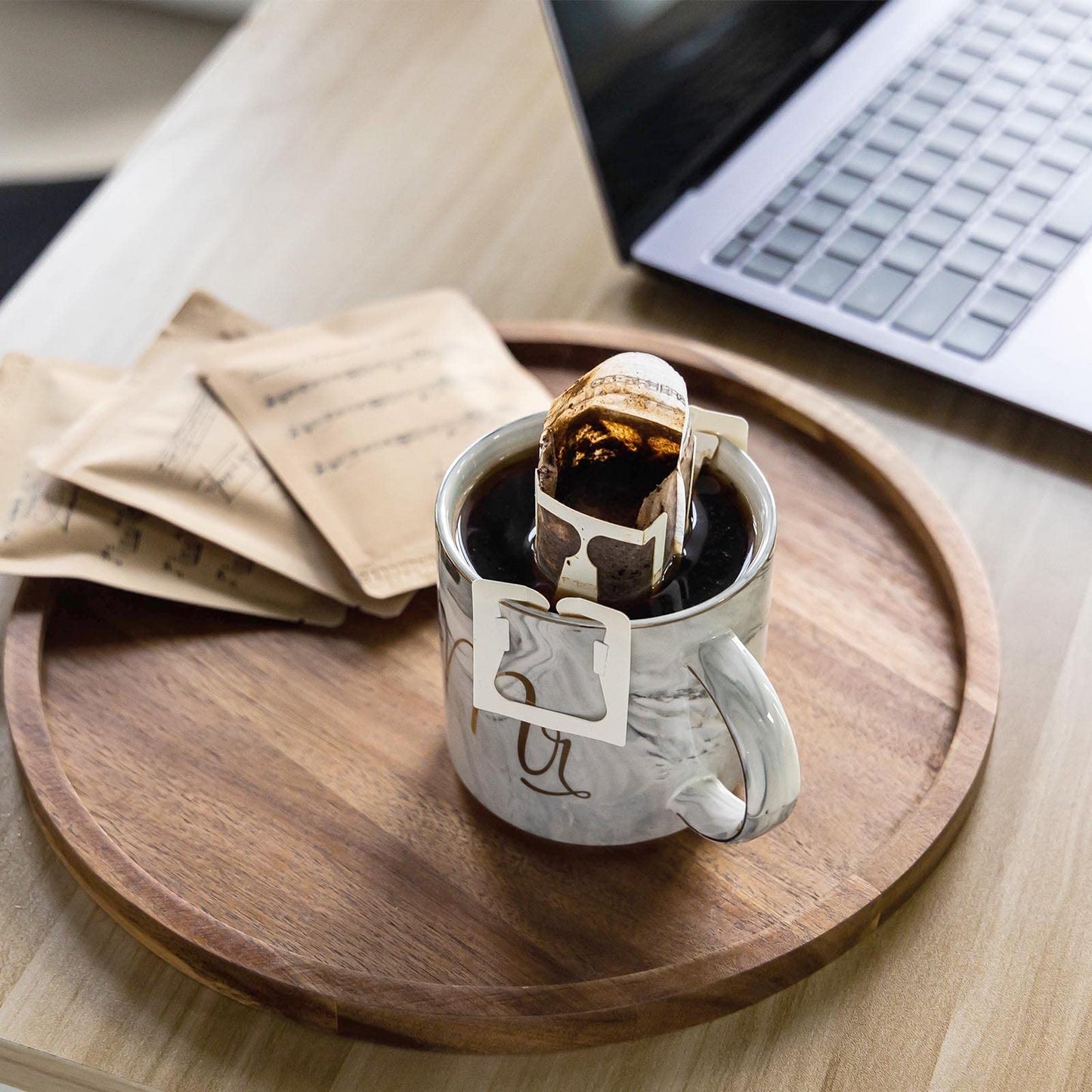 11.5 Inches Candle Holder Tray Home Decor, Round Wood Tray for Coffee Table, Small Wooden Serving