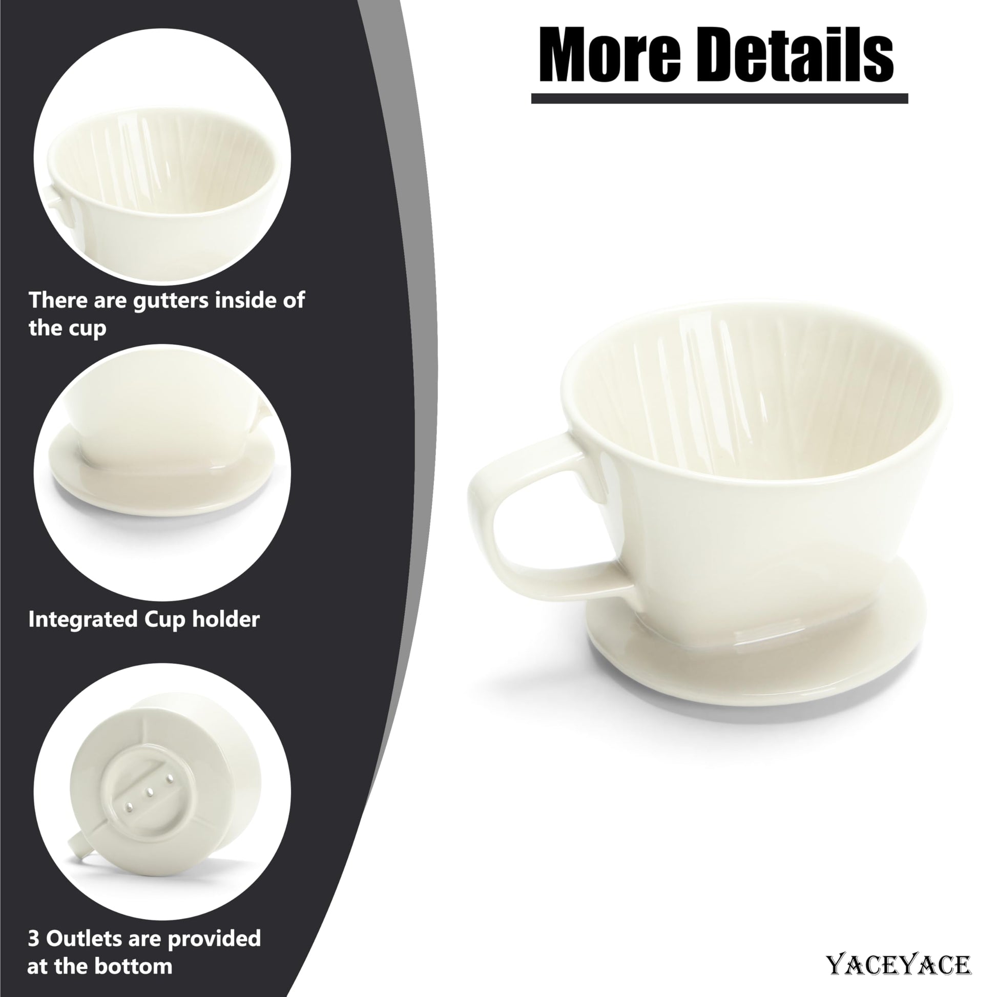 Ceramic Pour Over Coffee Dripper, Small Ceramic Pour Over, Off White