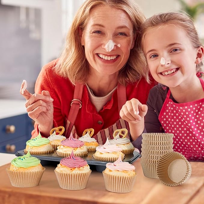 Caperci Standard Cupcake Muffin Liners for Baking 300 Pcs - Odorless Greaseproof Paper Muffin Baking Cups for Wedding Birthday Party Baby Shower Festivals (Natural)