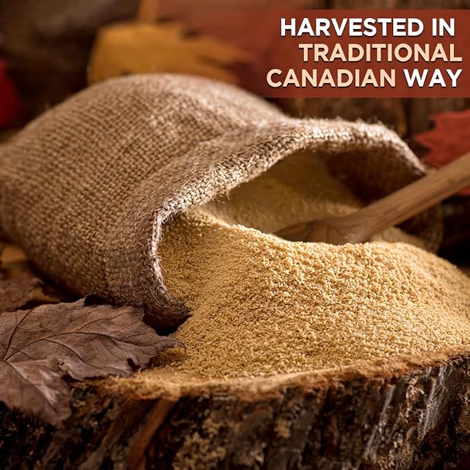 AKI Canadian Maple Sugar Granulated - Light Brown Color (7oz/198.5g) - Made from Grade A Maple Syrup, Good in Vitamins & Antioxidants to Increase Immunity - GMO-free & Vegan - Ideal Substitute for Tea, Coffee, Smoothie, Cocktails & Other Beverages
