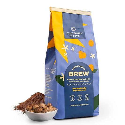 Blue Zones Nicoya - Morning Brew, Maya Nut with Coffee - 100% Natural Ground Coffee Alternative - High Micronutrients - Low Caffeine, Gluten & Sugar-Free (12 oz/ 340g)