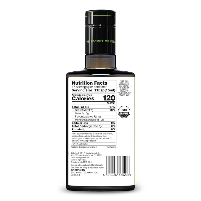 HYPERELEON GREEN | Premium, Organic, Exceptionally High Phenolic, Greek Extra Virgin Olive Oil 100% Pure & Natural | Bio & Unfiltered | 65 Top Global Awards | 260ml (Pack of 6)