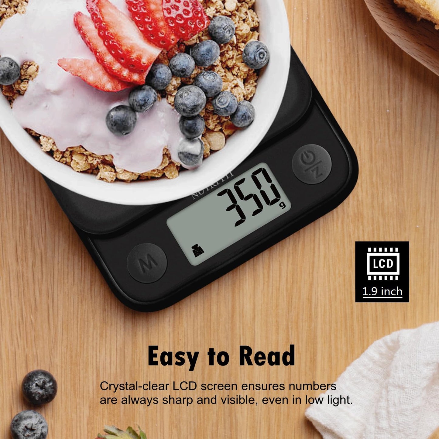 NUTRI FIT Food Scale Small Digital Kitchen Scales Weight Grams Ounces Black