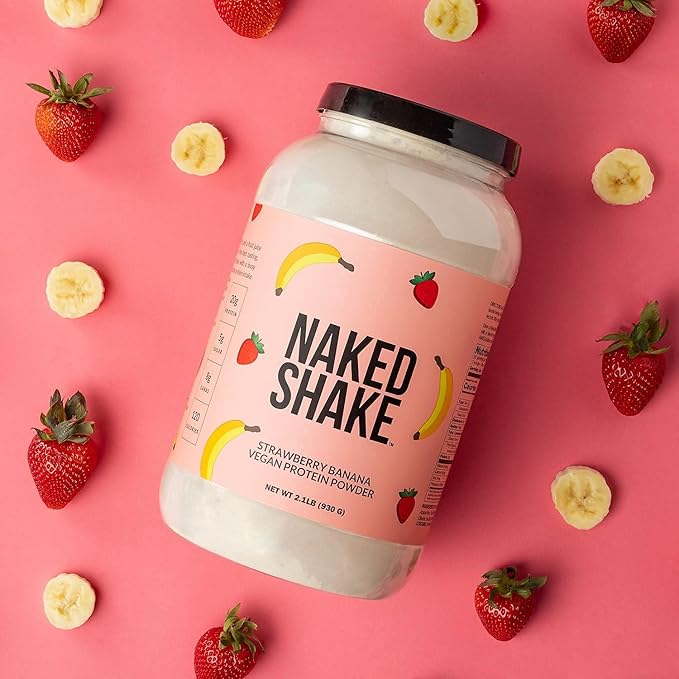 NAKED Shake - Vegan Protein Powder, Strawberry Banana - Flavored Plant Based Protein with Mct Oil, Gluten-Free, Soy-Free, No Gmos Or Artificial Sweeteners - 30 Servings