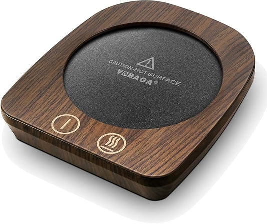 VOBAGA Imitation Wood Grain Coffee Cup Warmer & Mug Warmer for Desk, Electric Cup Beverage Warmer Plate with 3 Temperature Settings for Tea, Cocoa, Milk with Auto Shut Off After 4 Hours, for Gifts