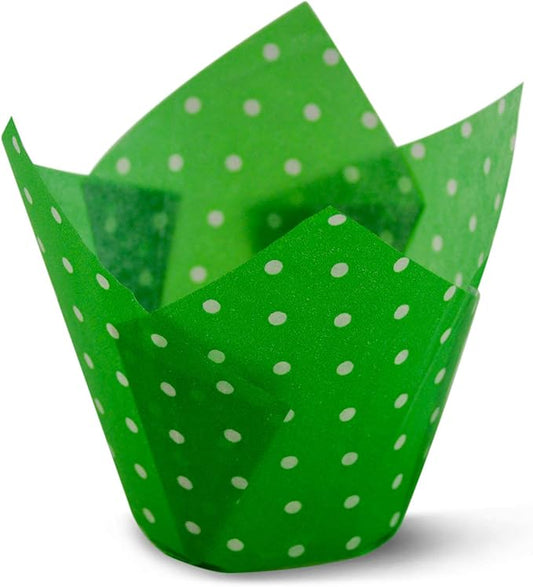 Polka Dot Green Tulip Baking Cups Cupcake Liners Muffin Liners Greaseproof Paper 200