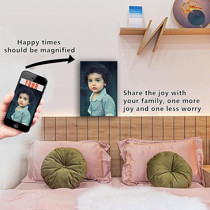 Hoopwarte Custom Canvas Prints with your Photos Framed Wall Art-Personalized Printing Photo to Canvas - Home Decor Gifts - Ready to Hang(8L?쐘12W 20x30cm)