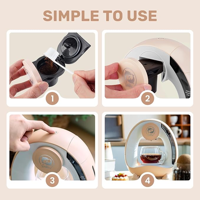 Single Serve Coffee Maker,Fast Brew in 2 minutes,Stylish竊낧ompact Design,MINI Q 2 IN 1 Coffee Machines for K*cup Capsules & Ground Coffee, Champagne Coffee maker