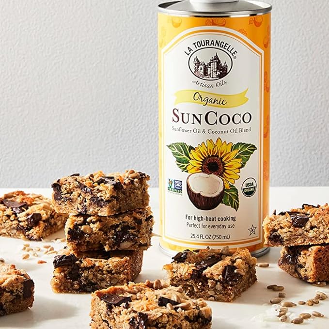 La Tourangelle, Organic Sun Coco Oil, Unique Blend of Organic High-Oleic Sunflower Oil and Organic Refined Coconut Oil, Heat Heat Cooking and DIY Beauty, 169 fl oz
