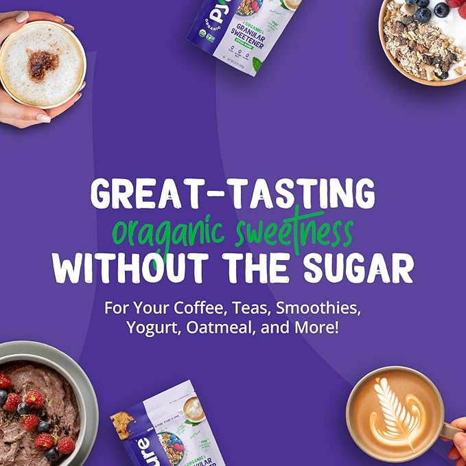 Pyure Organic Stevia Blend | Granulated All-Purpose - White Sugar Substitute | Zero Carb, Zero Sugar, Zero Calorie | Plant-Based Stevia Sweetener for Keto Friendly Food | 12 oz (Pack of 4)