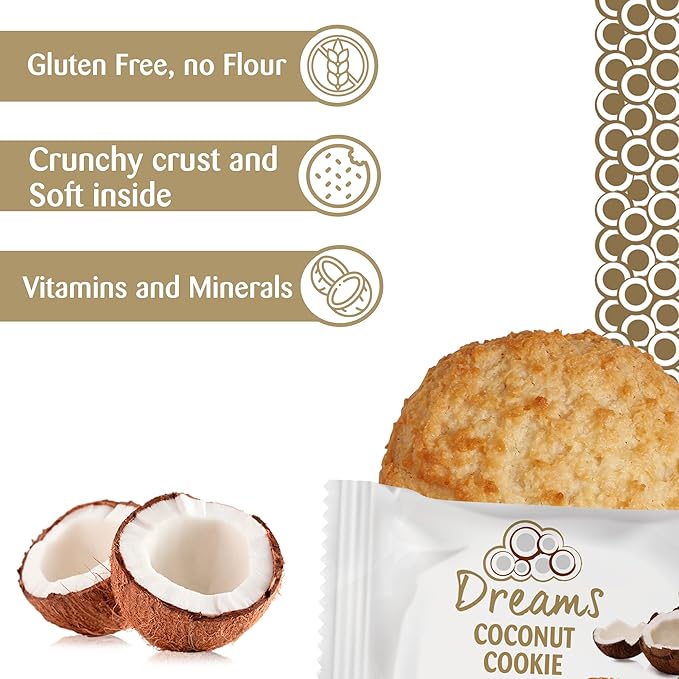 Coconut Cookie with Peanuts Cookie ??Macaroons, Healthy Snacks, Gluten-Free, Protein and Nutrient Packed ??DREAMS COCONUT ??Pack of 4 (x 1.48oz/42g), 5.92oz/ 168g