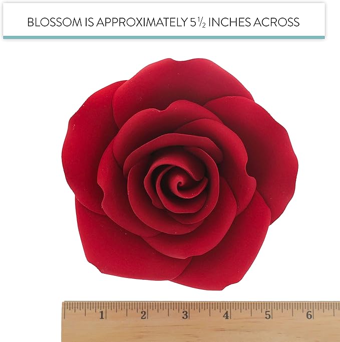 Global Sugar Art Rose Jumbo Sugar Cake Flowers Deep Red, 5 Count by Chef Alan Tetreault