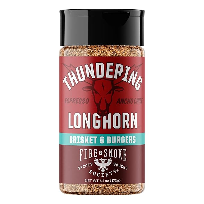 Fire & Smoke Society Thundering Longhorn Steak Seasoning | BBQ Rubs, Steak Rub for Smoking and Grilling Meat | Brisket, Burgers Dry BBQ Rubs and Spices | 6.1 oz M