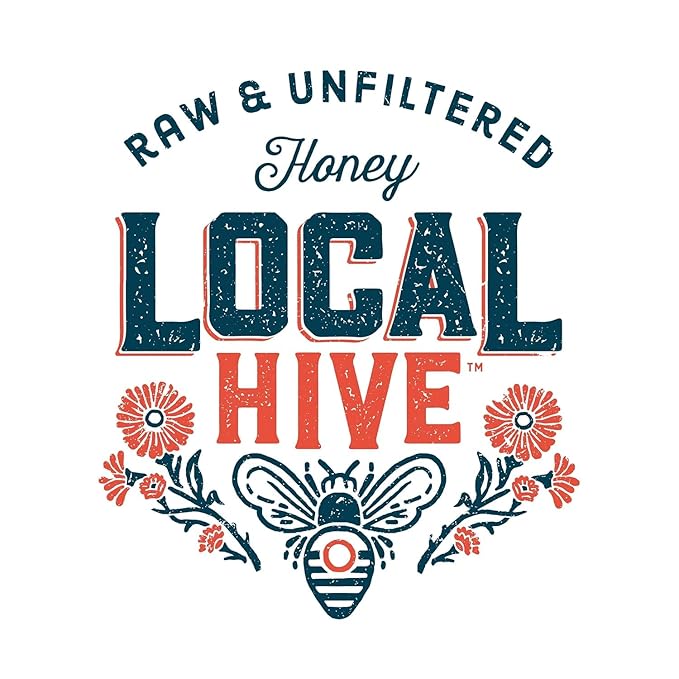 Local Hive Wildflower & Clover Raw Unfiltered Honey – 12oz (Pack of 2), 100% Pure US Honey, Sourced from American Bees and Beekeepers, Natural Sweetener, Ideal for Tea, Baking, and Cooking