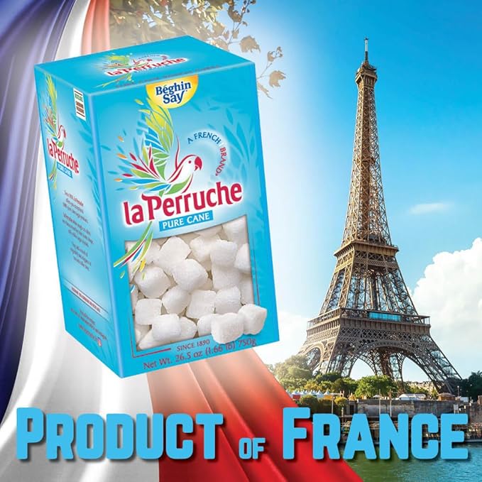 La Perruche Pure Cane White Sugar Cubes (750g/1.65lb box) | Ideal Sugar Cubes for Teas | Pack of 1