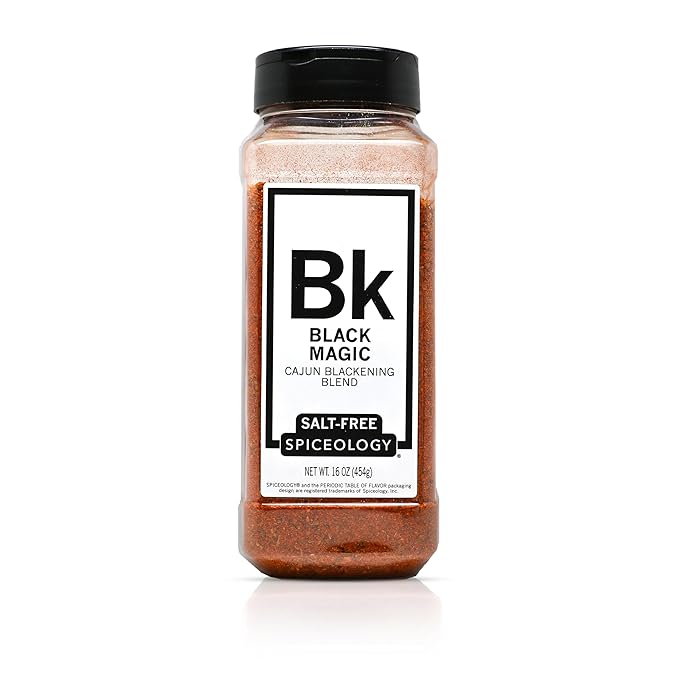 Spiceology – Black Magic Salt-Free Cajun Blackening Seasoning – Bold & Savory Blackened Seasoning for Chicken, Fish, Turkey, and More – Versatile Cajun Spice Blend & Dry Rub – 16 oz