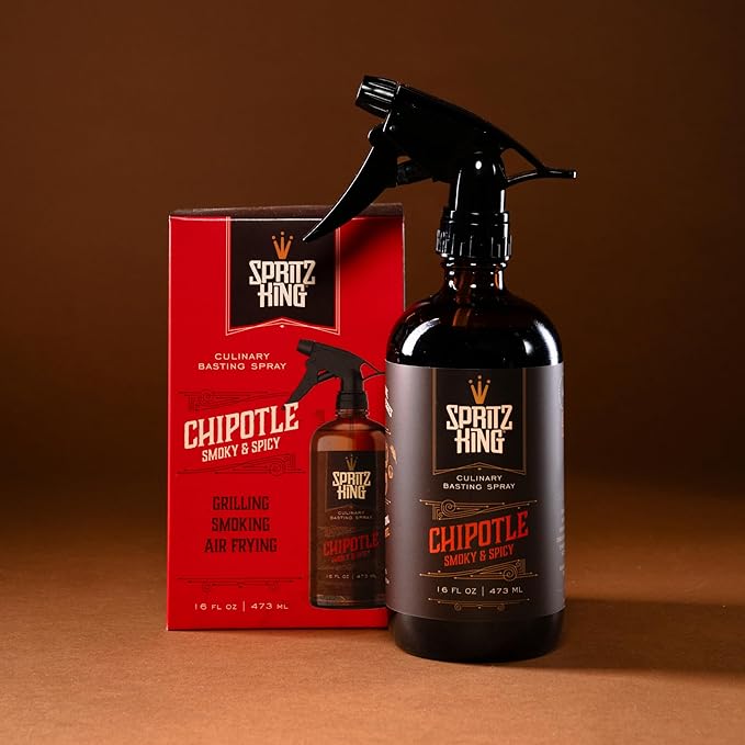 Spritz King Culinary Basting Spray: For Grilling, Smoking, Air Frying - Delicious Dark Bark, Flavorful Crust & Moisture-Sealing Power - Great on Meats or Veggies (16 Ounce Chipotle)