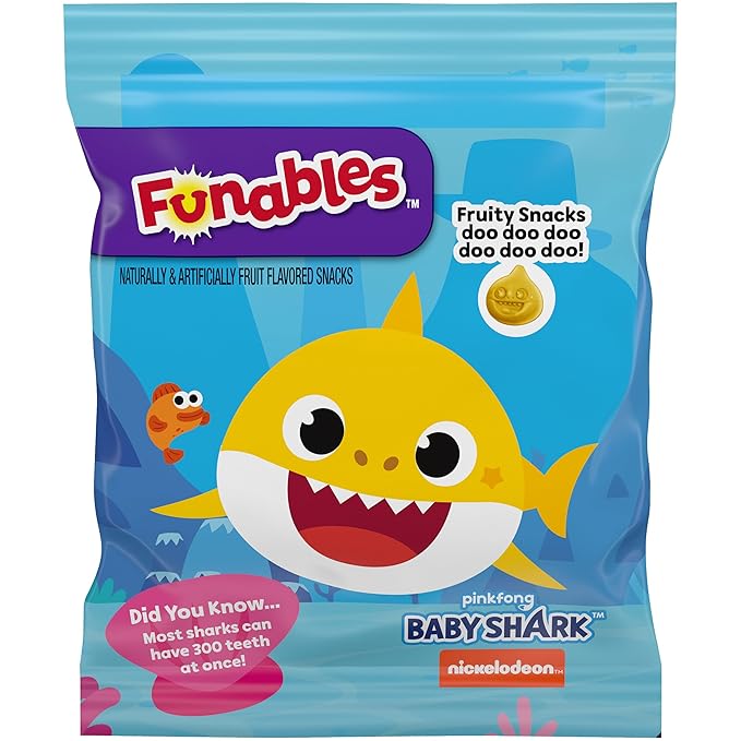 Funables Fruity Snacks, Baby Shark, Assorted Fruit, Flavored Snacks, 0.8 oz 10 ct