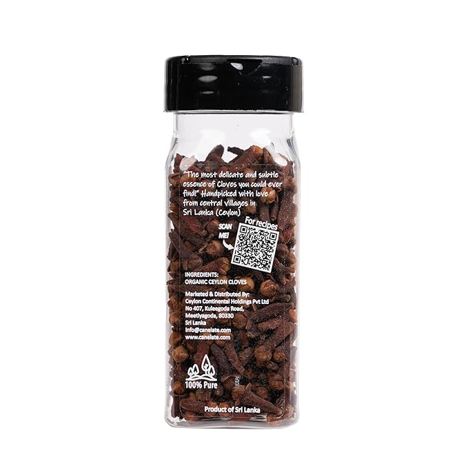 CANELAT횋 Organic Cloves Whole 30g (1.06oz) - Packed at the source, 100% pure, High Eugenol Cloves from small holder farmers in Sri Lanka