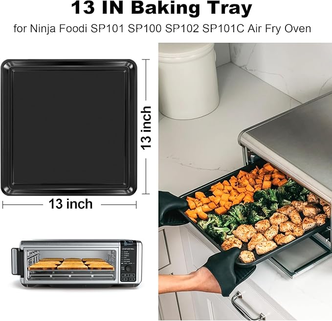 13 Inch Baking Sheet for Ninja Foodi SP101 Air Fryer Oven, Replacement Pan for SP100 SP102 SP101C, Cookie Sheet for 8-in-1 Digital Air Fryer Oven