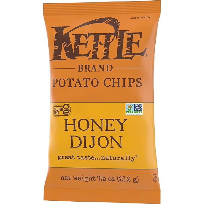 Kettle Brand Potato Chips, Honey Dijon Kettle Chips, 7.5 Oz (Pack of 12)
