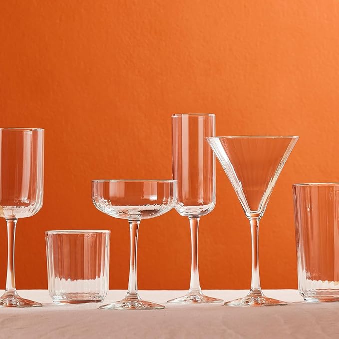 Libbey Paneled Cocktail Coupe Glasses, 8.5 Oz Fine Ribbed Line Coupe Glasses Set of 4, Dishwasher Safe Cocktail Martini Glasses