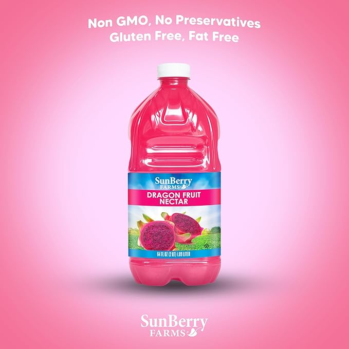 Sunberry Farms Dragon Fruit Nectar, 64 Fl oz, Gluten Free, non-GMO, All Natural