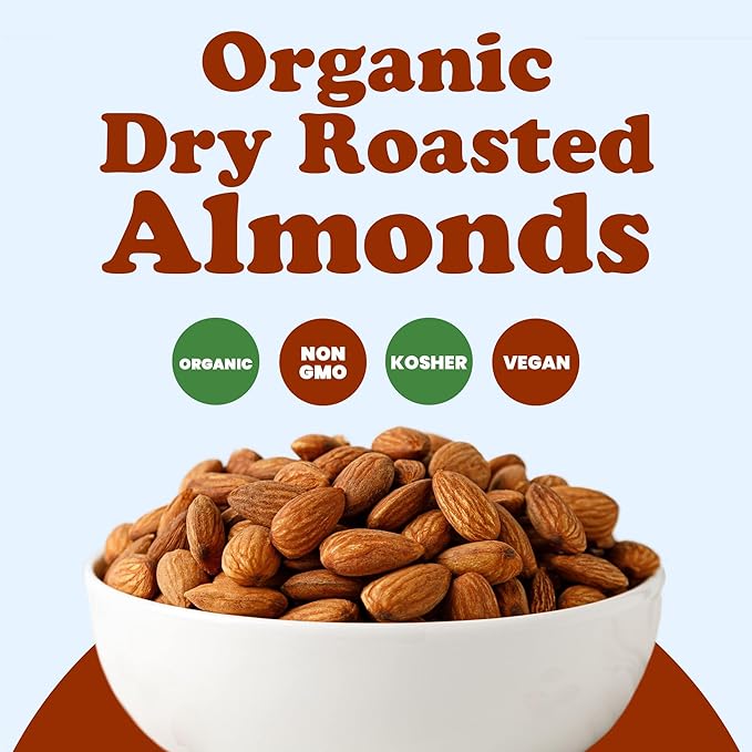 Food to Live Organic Dry Roasted Almonds, 8 Pounds – Non-GMO, Unsalted, Vegan, Keto, Paleo, Kosher, Bulk, High in Protein, Dietary Fiber, Vitamin E, Copper, Manganese, Magnesium, and Riboflavin.