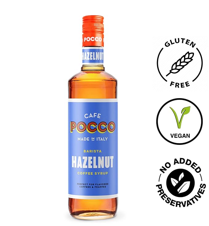 Cafe Pocco Hazelnut Syrup 750ml Glass Bottle (1 Bottle, Hazelnut)