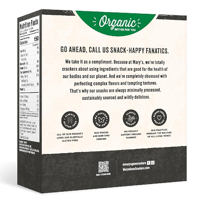 Mary's Gone Crackers Super Seed Crackers, Seaweed & Black Sesame, 4 Ounce (Pack of 6), Organic Plant Based Protein, Gluten Free