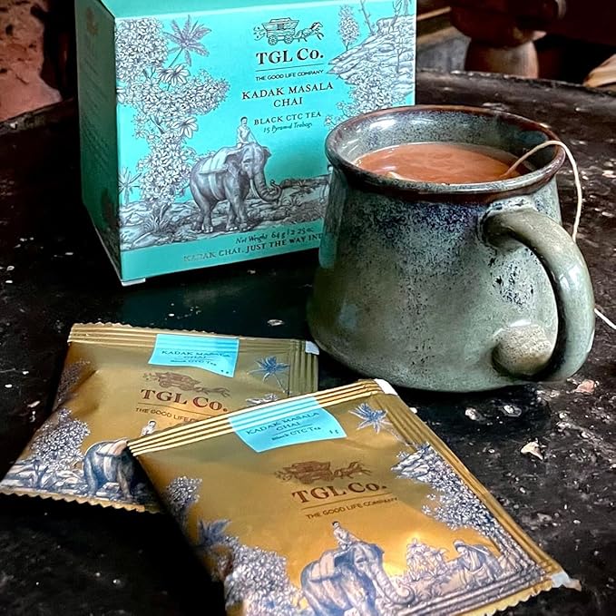 TGL Co. Kadak Masala Chai ??Spiced Black Tea Bags | Bold Indian Chai with Real Spices ??16 Teabags, 2.25 oz | Strong & Aromatic | Gift-Ready Box