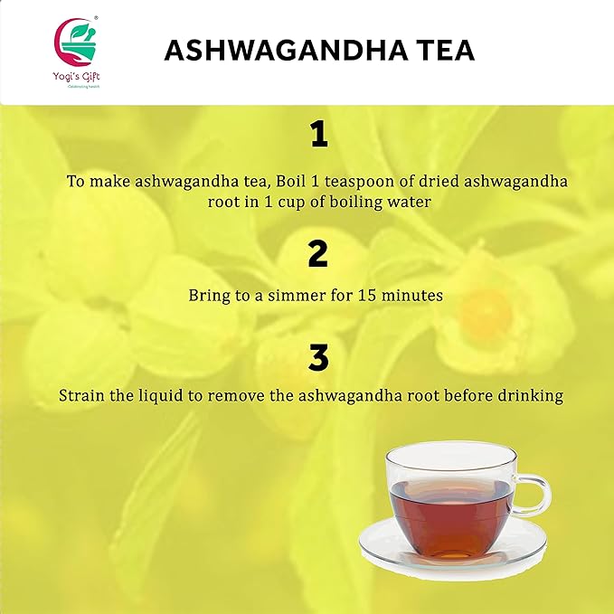 Ashwagandha Root 4 oz | Dried Ashwagandha Herb | 100% Naturally Dried | Withania Somnifera | Best Particle Size For Making Tea | by Yogi's Gift짰
