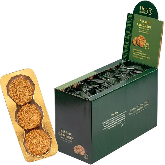 Snacklava Sesame Pistachio Crackers ??20 Pack (9 Pieces per Pack) | All-Natural, Handcrafted Gourmet Snack | 5g Protein per Pack | Perfect for Charcuterie, Cheese Pairings & Gifting