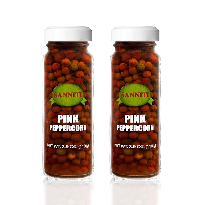 Sanniti Peppercorns in Brine | Imported from Spain | Great for Sauces, Soups, Meats and Light Dishes, 3.9 oz (Pack of 2) (Pink)