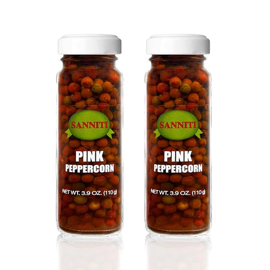 Sanniti Peppercorns in Brine | Imported from Spain | Great for Sauces, Soups, Meats and Light Dishes, 3.9 oz (Pack of 2) (Pink)