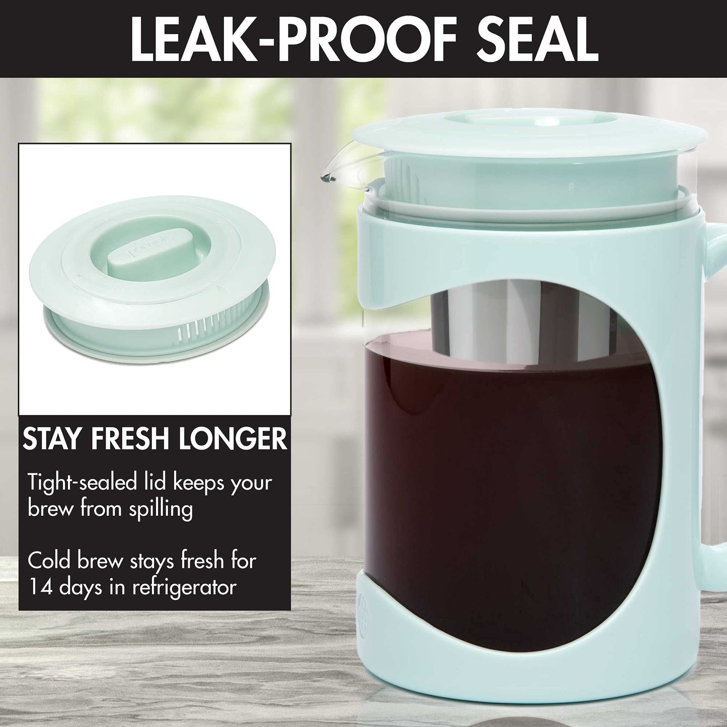 Primula Burke Deluxe Cold Brew Iced Coffee Maker, Comfort Grip Handle, Durable Glass Carafe