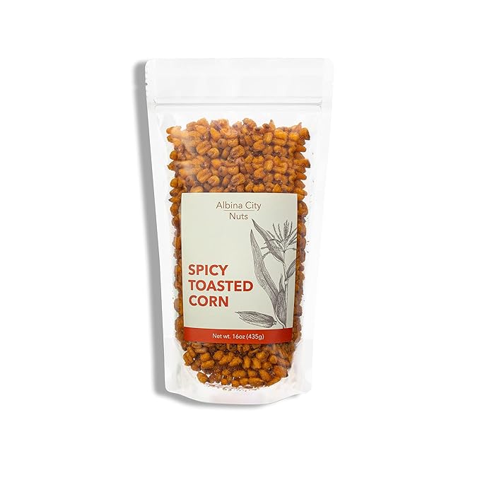 Albina City Nuts Spicy Toasted Corn ??Supremely Spicy, Tasty Snack with a Gentle Crunch Made from Non-GMO Ingredients Free of Sulfites, Gluten, Artificial Flavors, and Preservatives ??1lb