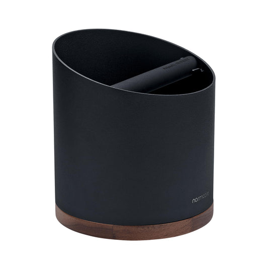 Normcore Espresso Knock Box, 1L Capacity Holds 20-25 Espresso Pucks, Stainless Steel with Walnut
