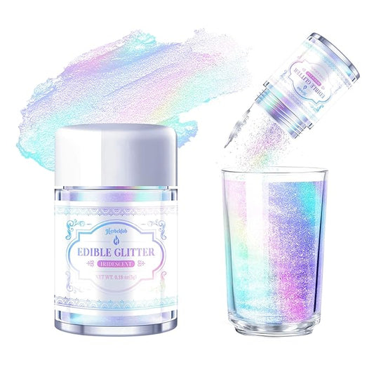 Iridescent Edible Glitter ??5g Rainbow Luster Dust Drink Glitter, Food Grade Shimmer Powder for Cocktails, Cakes, Beverages, Chocolate & Candy
