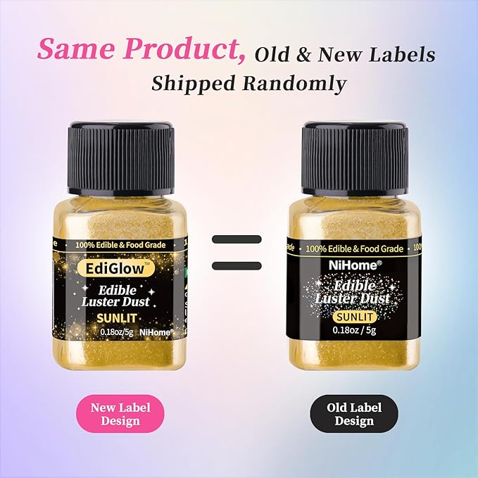 NiHome Edible Food-Grade Glimmer Powder Glitter Luster Dust Metallic Food Decorating Sprinkle Glimmery Dust for Drink Wine Beverage Cake Candy Dessert Bakery Restaurant Vegan (0.18oz/5g, Light Pink)