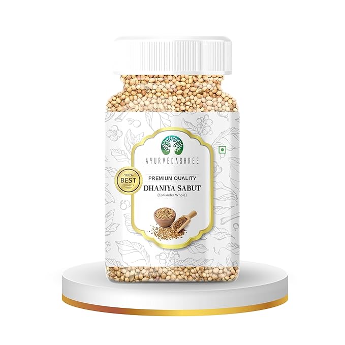 AYURVEDASHREE Coriander Whole (Indian Dhania) Spice 80gm PET Jar | All Natural | Salt-Free | Vegan | No Colors | | NON-GMO | Dhania Sabut | Indian Origin