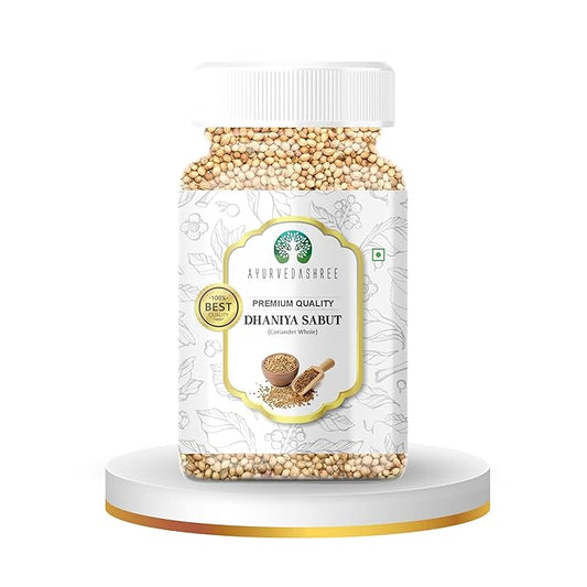 AYURVEDASHREE Coriander Whole (Indian Dhania) Spice 80gm PET Jar | All Natural | Salt-Free | Vegan | No Colors | | NON-GMO | Dhania Sabut | Indian Origin