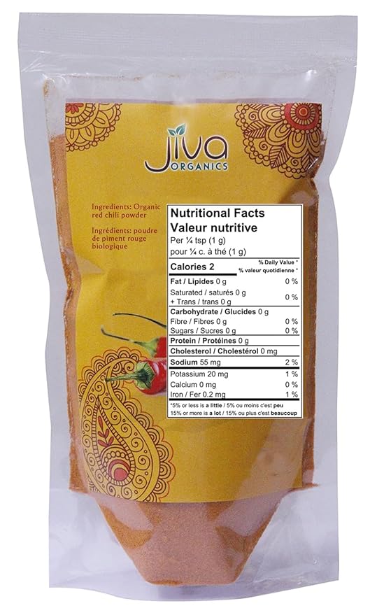 Jiva Organics Organic Red Chili Powder 7 ounce Bag - Extra Hot, Ground Indian Chillies, 100% Natural & Non-GMO