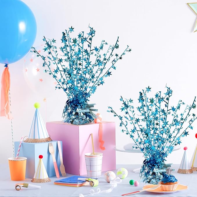 ALISSAR 4-Pack Glitter Light Blue Star Centerpieces-Table Decorations for Home Decor Birthday Wedding Anniversary Decor (Light Blue)